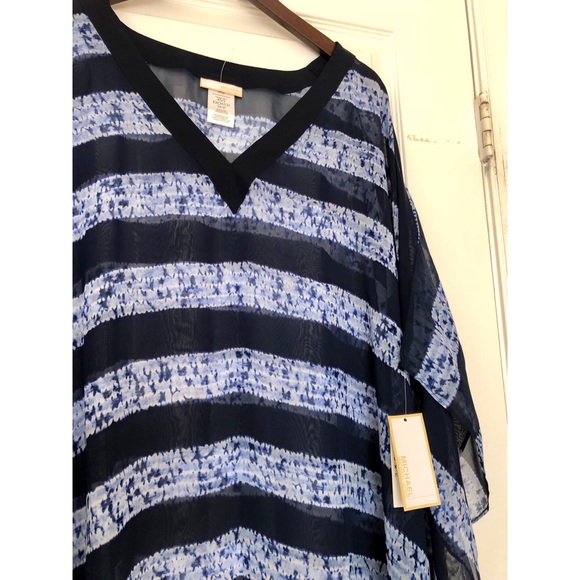 🆕MKors Beach Sheer Swim Cover Up Striped Chiffon - Picture 6 of 7